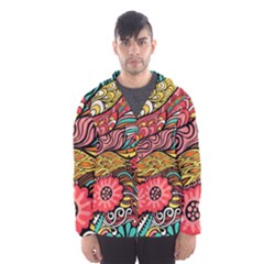 Seamless Texture Abstract Flowers Endless Background Ethnic Sea Art Hooded Wind Breaker (men)