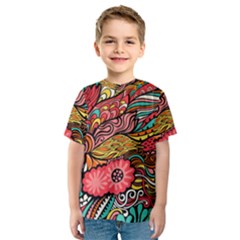 Seamless Texture Abstract Flowers Endless Background Ethnic Sea Art Kids  Sport Mesh Tee