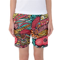 Seamless Texture Abstract Flowers Endless Background Ethnic Sea Art Women s Basketball Shorts by Mariart