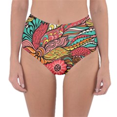 Seamless Texture Abstract Flowers Endless Background Ethnic Sea Art Reversible High-waist Bikini Bottoms by Mariart