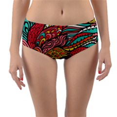 Seamless Texture Abstract Flowers Endless Background Ethnic Sea Art Reversible Mid-waist Bikini Bottoms by Mariart