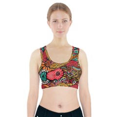 Seamless Texture Abstract Flowers Endless Background Ethnic Sea Art Sports Bra With Pocket