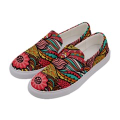 Seamless Texture Abstract Flowers Endless Background Ethnic Sea Art Women s Canvas Slip Ons