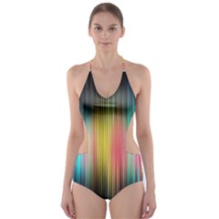 Sound Colors Rainbow Line Vertical Space Cut-out One Piece Swimsuit by Mariart