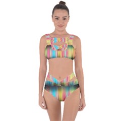 Sound Colors Rainbow Line Vertical Space Bandaged Up Bikini Set 