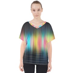 Sound Colors Rainbow Line Vertical Space V-neck Dolman Drape Top