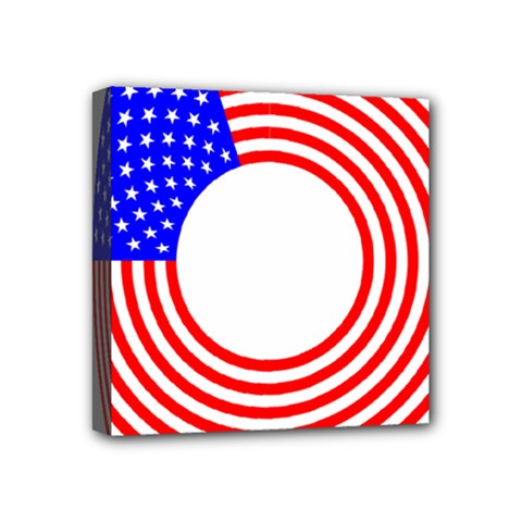 Stars Stripes Circle Red Blue Mini Canvas 4  X 4 