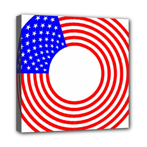 Stars Stripes Circle Red Blue Mini Canvas 8  X 8  by Mariart