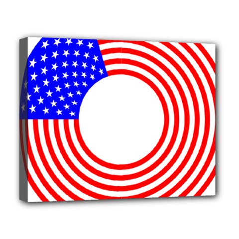 Stars Stripes Circle Red Blue Deluxe Canvas 20  X 16  