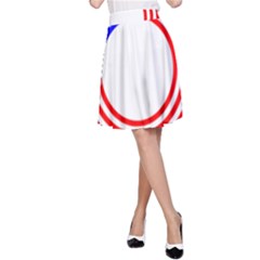 Stars Stripes Circle Red Blue A-line Skirt