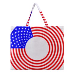 Stars Stripes Circle Red Blue Zipper Large Tote Bag by Mariart