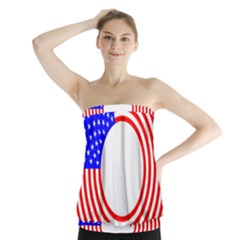 Stars Stripes Circle Red Blue Strapless Top