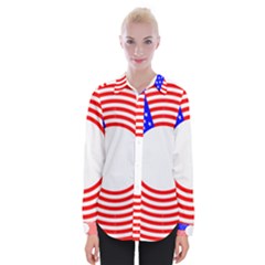 Stars Stripes Circle Red Blue Womens Long Sleeve Shirt