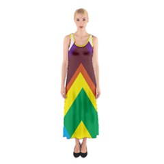 Triangle Chevron Rainbow Web Geeks Sleeveless Maxi Dress by Mariart