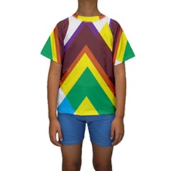 Triangle Chevron Rainbow Web Geeks Kids  Short Sleeve Swimwear