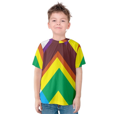 Triangle Chevron Rainbow Web Geeks Kids  Cotton Tee by Mariart