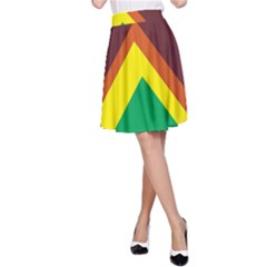 Triangle Chevron Rainbow Web Geeks A-line Skirt by Mariart