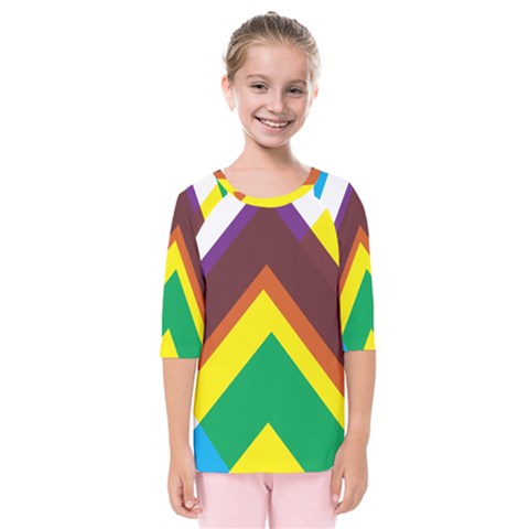 Triangle Chevron Rainbow Web Geeks Kids  Quarter Sleeve Raglan Tee by Mariart