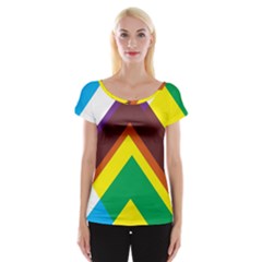 Triangle Chevron Rainbow Web Geeks Cap Sleeve Tops