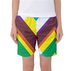 Triangle Chevron Rainbow Web Geeks Women s Basketball Shorts