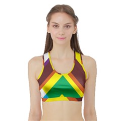 Triangle Chevron Rainbow Web Geeks Sports Bra With Border