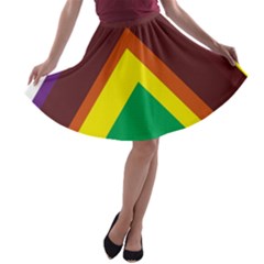 Triangle Chevron Rainbow Web Geeks A-line Skater Skirt by Mariart