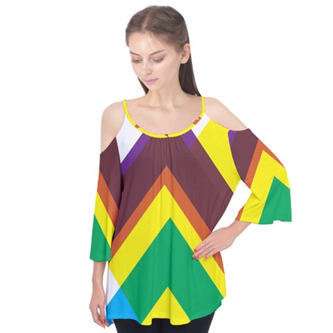 Triangle Chevron Rainbow Web Geeks Flutter Tees by Mariart