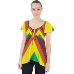 Triangle Chevron Rainbow Web Geeks Lace Front Dolly Top by Mariart