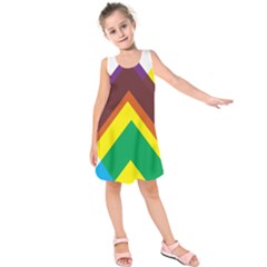 Triangle Chevron Rainbow Web Geeks Kids  Sleeveless Dress