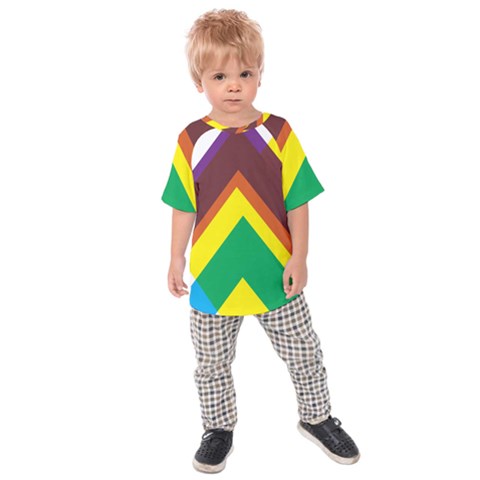 Triangle Chevron Rainbow Web Geeks Kids Raglan Tee by Mariart