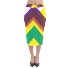 Triangle Chevron Rainbow Web Geeks Velvet Midi Pencil Skirt