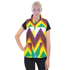 Triangle Chevron Rainbow Web Geeks Women s Button Up Puffer Vest by Mariart