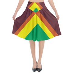 Triangle Chevron Rainbow Web Geeks Flared Midi Skirt by Mariart