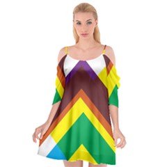 Triangle Chevron Rainbow Web Geeks Cutout Spaghetti Strap Chiffon Dress