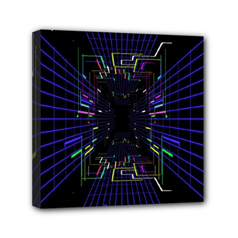 Seamless 3d Animation Digital Futuristic Tunnel Path Color Changing Geometric Electrical Line Zoomin Mini Canvas 6  X 6  by Mariart