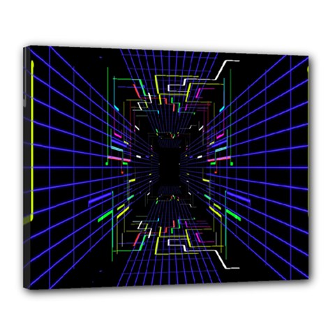 Seamless 3d Animation Digital Futuristic Tunnel Path Color Changing Geometric Electrical Line Zoomin Canvas 20  X 16  by Mariart