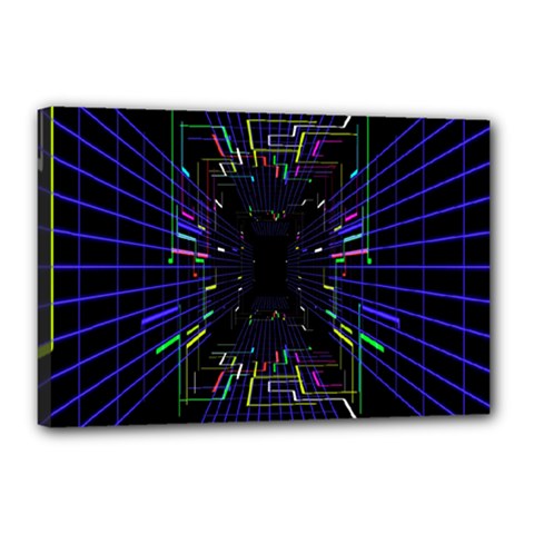 Seamless 3d Animation Digital Futuristic Tunnel Path Color Changing Geometric Electrical Line Zoomin Canvas 18  X 12 