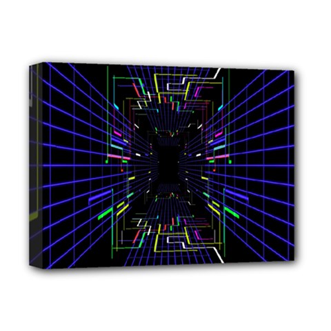 Seamless 3d Animation Digital Futuristic Tunnel Path Color Changing Geometric Electrical Line Zoomin Deluxe Canvas 16  X 12  