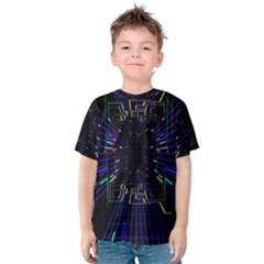 Seamless 3d Animation Digital Futuristic Tunnel Path Color Changing Geometric Electrical Line Zoomin Kids  Cotton Tee