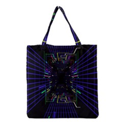 Seamless 3d Animation Digital Futuristic Tunnel Path Color Changing Geometric Electrical Line Zoomin Grocery Tote Bag