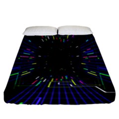 Seamless 3d Animation Digital Futuristic Tunnel Path Color Changing Geometric Electrical Line Zoomin Fitted Sheet (king Size)