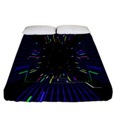 Seamless 3d Animation Digital Futuristic Tunnel Path Color Changing Geometric Electrical Line Zoomin Fitted Sheet (california King Size) by Mariart