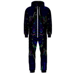 Seamless 3d Animation Digital Futuristic Tunnel Path Color Changing Geometric Electrical Line Zoomin Hooded Jumpsuit (men)  by Mariart