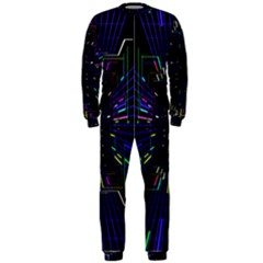 Seamless 3d Animation Digital Futuristic Tunnel Path Color Changing Geometric Electrical Line Zoomin Onepiece Jumpsuit (men)  by Mariart