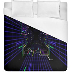 Seamless 3d Animation Digital Futuristic Tunnel Path Color Changing Geometric Electrical Line Zoomin Duvet Cover (king Size) by Mariart