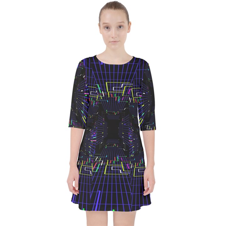 Seamless 3d Animation Digital Futuristic Tunnel Path Color Changing Geometric Electrical Line Zoomin Pocket Dress