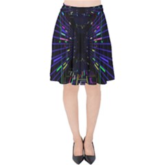 Seamless 3d Animation Digital Futuristic Tunnel Path Color Changing Geometric Electrical Line Zoomin Velvet High Waist Skirt