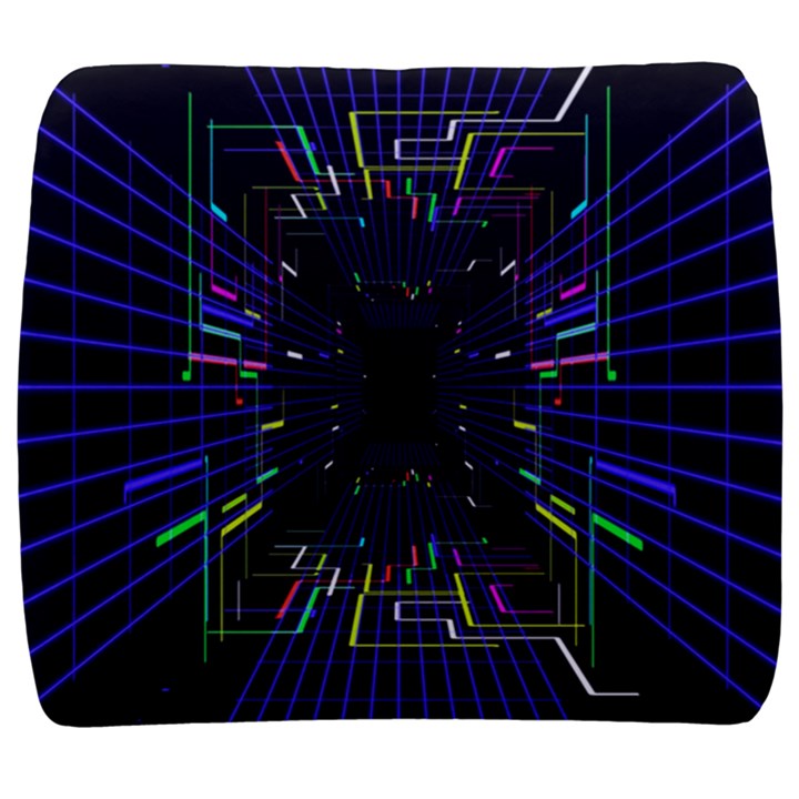 Seamless 3d Animation Digital Futuristic Tunnel Path Color Changing Geometric Electrical Line Zoomin Back Support Cushion