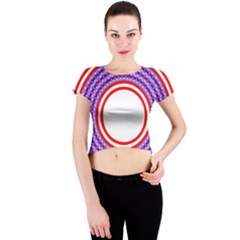 Stars Stripes Circle Red Blue Space Round Crew Neck Crop Top