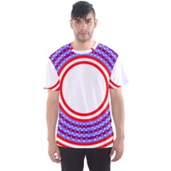 Stars Stripes Circle Red Blue Space Round Men s Sports Mesh Tee